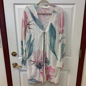 Soft Surroundings   Long Floral Cardigan Topper. Size XL